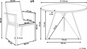 Beliani Zestaw ogrodowy stół i 4 krzesła czarny z szarym OLMETTO/BUSSETO 3