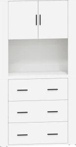 vidaXL Wysoka szafka, biała, materiał drewnopochodny 2