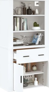 vidaXL Wysoka szafka, biała, materiał drewnopochodny 5