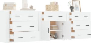 vidaXL Szafki, 3 szt., biały, materiał drewnopochodny 4