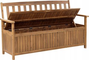 Beliani Ławka ogrodowa ze schowkiem 160 cm drewniana jasna SOVANA 5