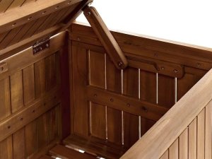 Beliani Ławka ogrodowa ze schowkiem 160 cm drewniana jasna SOVANA 10