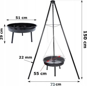 Maltec Grill Ogrodowy Wiszący Palenisko Trójnóg TripleBBQ GM10000 29