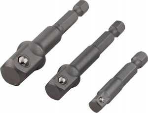 Wolfcraft 1 zestaw 3 adapterów do kluczy nasadowych  1/2 , 3/8 cala, 1/4 cala, trzpień 6-kątny 2