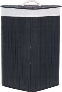 Beliani Kosz bambusowy z pokrywą czarny MATARA 5
