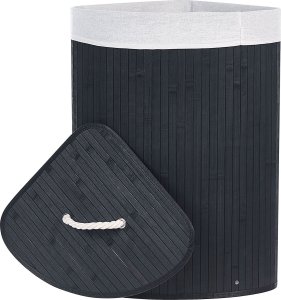 Beliani Kosz bambusowy z pokrywą czarny MATARA 6