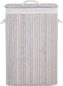 Beliani Kosz bambusowy z pokrywą jasnoszary KOMARI 3