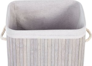 Beliani Kosz bambusowy z pokrywą jasnoszary KOMARI 5