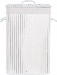 Beliani Kosz bambusowy z pokrywą biały KOMARI 4