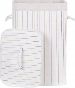 Beliani Kosz bambusowy z pokrywą biały KOMARI 5