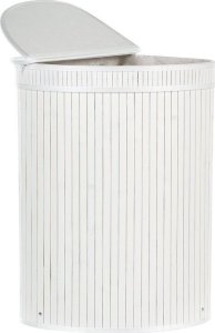 Beliani Kosz bambusowy z pokrywką biały BADULLA 3