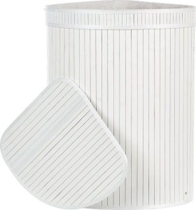 Beliani Kosz bambusowy z pokrywką biały BADULLA 4