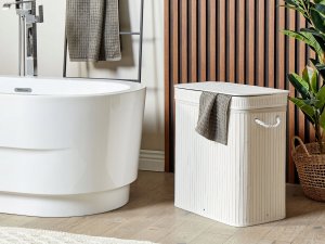 Beliani Kosz bambusowy z pokrywką biały KALTHOTA 2