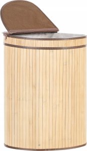 Beliani Kosz bambusowy z pokrywką jasne drewno BADULLA 4