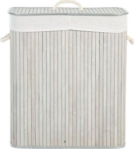 Beliani Kosz bambusowy z pokrywką szary KANDY 3