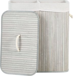 Beliani Kosz bambusowy z pokrywką szary KANDY 4