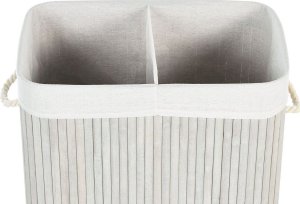 Beliani Kosz bambusowy z pokrywką szary KANDY 5
