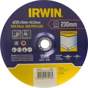 Irwin IRWIN TARCZA DO SZLIFOWANIA METALU/STALI NIERDZEWNEJ WYPUKŁA 230mm x 6,0mm x 22,23mm 1