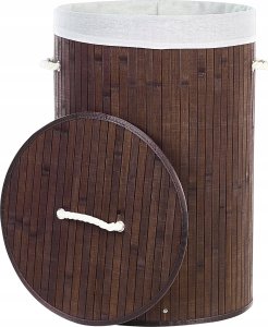 Beliani Kosz bambusowy z pokrywą ciemne drewno SANNAR 4
