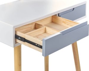 Beliani Toaletka 2 szuflady lustro LED ze stołkiem biało-szara DIEPPE 10