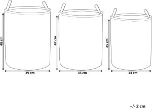 Beliani Zestaw 3 koszy tekstylnych szary ARCHA 9