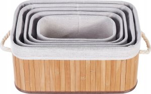 Beliani Zestaw 5 koszy bambusowych jasne drewno TALPE 7