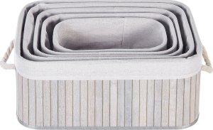 Beliani Zestaw 5 koszy bambusowych szary TALPE 11