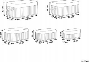 Beliani Zestaw 5 koszy bambusowych szary TALPE 3