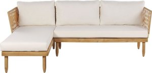 Beliani Zestaw ogrodowy drewno akacjowe 4-osobowy prawostronny złamana biel CREMONA 7