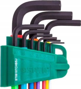 SATA SATA ZESTAW 9 KLUCZY TRZPIENIOWYCH KOLOROWYCH 6-KĄTNYCH EKSTRA DŁUGICH METRYCZNYCH 3