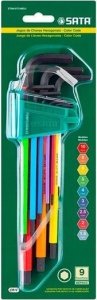 SATA SATA ZESTAW 9 KLUCZY TRZPIENIOWYCH KOLOROWYCH 6-KĄTNYCH EKSTRA DŁUGICH METRYCZNYCH 5
