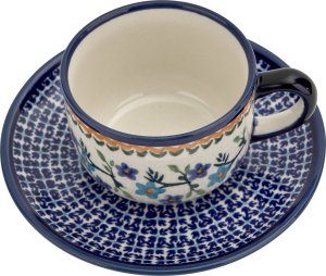 Bolesławiec Filiżanka 220 ml ze spodkiem Dekor 1154A 2