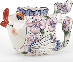 Witek Home Ceramiczny imbryk Ryba różowe kwiaty 1