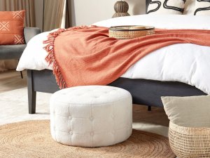 Beliani Puf boucle ⌀ 55 cm biały TAMPA 2