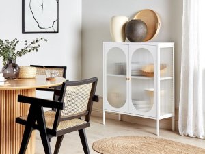 Beliani Witryna dwudrzwiowa metalowa biała SARRE 2