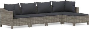 vidaXL vidaXL 5-cz. zestaw wypoczynkowy do ogrodu, poduszki, szary, rattan PE 2