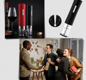 Braders Korkociąg Elektryczny Otwieracz Wina LED na baterie czarny Braders 12