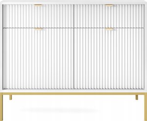 Selsey Komoda dwudrzwiowa Vellore 104 cm biała z ryflowanymi frontami i złotym stelażem 5