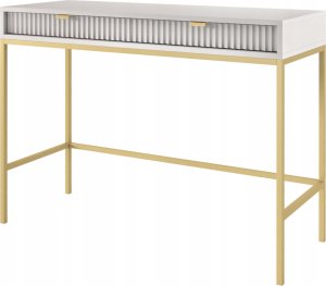 Selsey Toaletka biurko Vellore 104 cm szara z ryflowanymi frontami i złotym stelażem 2