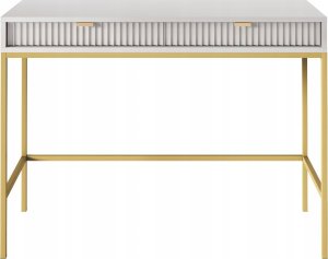 Selsey Toaletka biurko Vellore 104 cm szara z ryflowanymi frontami i złotym stelażem 3