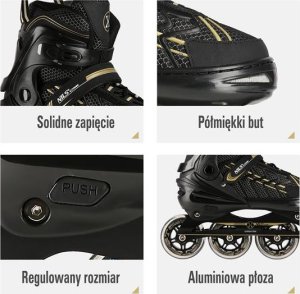Nils Extreme NA1128 CZARNO-ZŁOTE ROZM. XL(43-45) ŁYŻWOROLKI NILS EXTREME 3