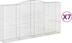 vidaXL Kosze gabionowe, 7 szt, 400x50x200/220 cm, galwanizowane żelazo 2