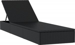 vidaXL vidaXL Leżak z poduszką, 1 szt., czarny, 201x55x62 cm, polirattan 3