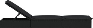 vidaXL vidaXL Leżak z poduszką, 1 szt., czarny, 201x55x62 cm, polirattan 6