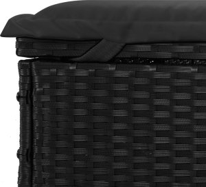 vidaXL vidaXL Leżak z poduszką, 1 szt., czarny, 201x55x62 cm, polirattan 9
