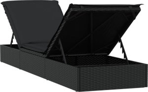 vidaXL vidaXL Leżak ze stolikiem, 1 szt., czarny, polirattan 8