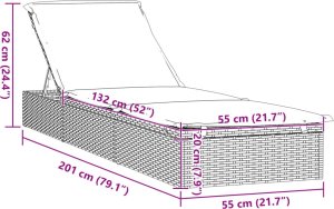 vidaXL vidaXL Leżak ze stolikiem, 1 szt., czarny, polirattan 10