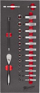 Milwaukee MILWAUKEE WKŁADKA PIANKOWA Z GRZECHOTKĄ I NASADKAMI 1/4" - DO WÓZKÓW NARZĘDZIOWYCH 3