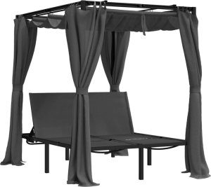 vidaXL 2-osobowy leżak z zasłonami i zadaszeniem, antracytowy 2