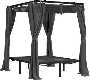 vidaXL 2-osobowy leżak z zasłonami i zadaszeniem, antracytowy 3